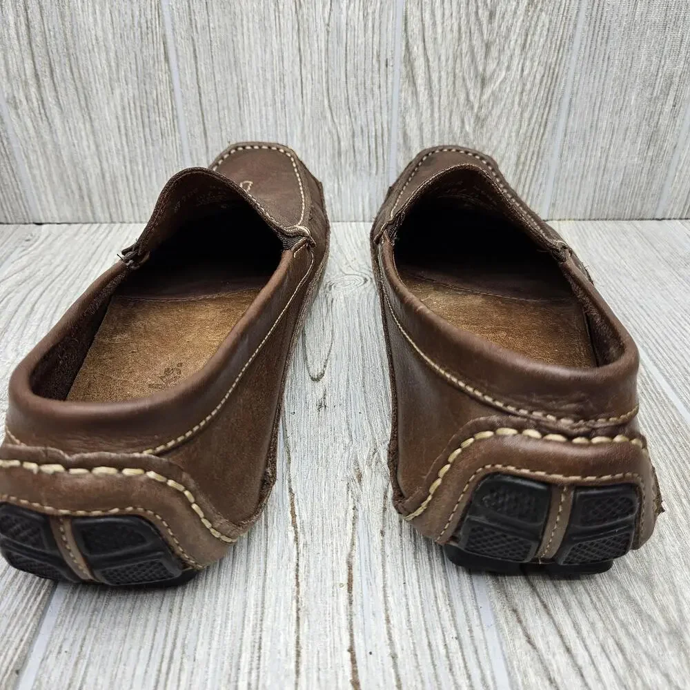 Clarks Shoes Mens Size 9M Brown Leather Slip On Loafers Driving Moccasin Comfort